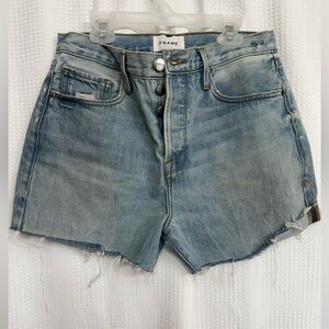 NEW Frame Le Original Denim Limelight chew Distressed & colored Jean Shorts sz29